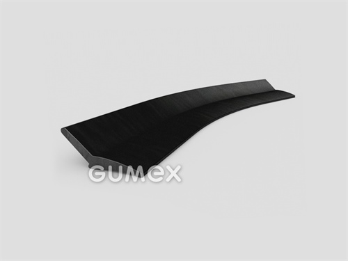 "L" Gummiprofil mit Samt, 10,5x25mm, Länge 1000mm, 70°ShA, EPDM, -40°C/+100°C, schwarz, 